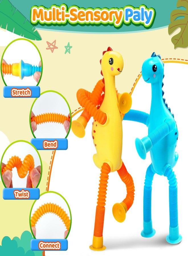 CHESLICR 4Pcs Dinosaur Valentines Day Gift for Kids Classroom Airplane Travel Toys for Toddlers Kid Boys Girls Sensory Suction Tube ADHD Autism Road Trip Car Activities Essential Stocking Stuffers Gifts - Image 3